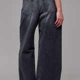 Grey Classic Patch Oversized Baggy Denim | High Rise