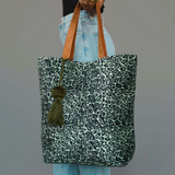 Luxe Minty Leo Woven Tote