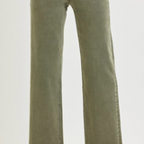 Burnt Olive Ankle Straight Raw Hem Pant | Mid Rise TC