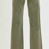 Burnt Olive Ankle Straight Raw Hem Pant | Mid Rise TC