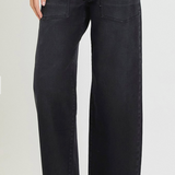 Black Slouchy Patch Pocket Denim | Elastic Waist