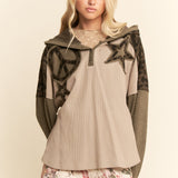 Army Olive Rock Star Peace Waffle Pullover