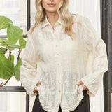 Beige Whimsical Embroidered Button Up