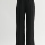 Black Pintuck Front Straight Leg Pant