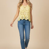 Sunburst Casual Crochet Tank | Canary Yellow