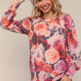 Berry + Rust Floral Statement Pullover