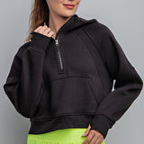 French Terry 1/4 Zip Cropped Hoodie