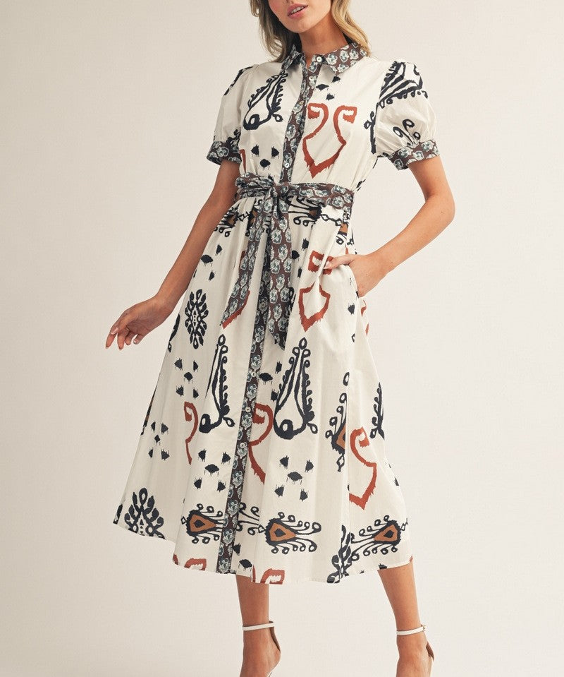 Ivory + Black Boho Maxi Button Front Dress – The Red Raccoon