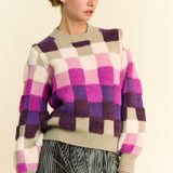 Purple Multi Checker Plaid Sweater