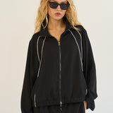 Black Metallic Piped Jacket + Pant Set | Sold as Set