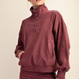 Brushed Rib Button Down Pullover