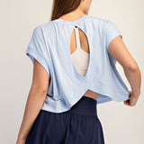 Mist Blue Open Back Modal Top