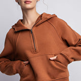 French Terry 1/4 Zip Cropped Hoodie