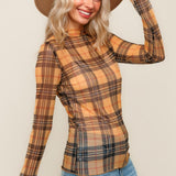 Butterscotch Mock Neck Sheer Mesh