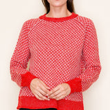 Red + White Texture Detail Pullover Sweater