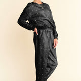 Black Rhinestone Crew + Jogger Set