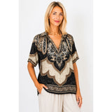 V NECK BLACK/CREAM