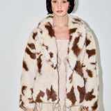 Cream + Brown Honky Tonkin' Faux Fur Jacket