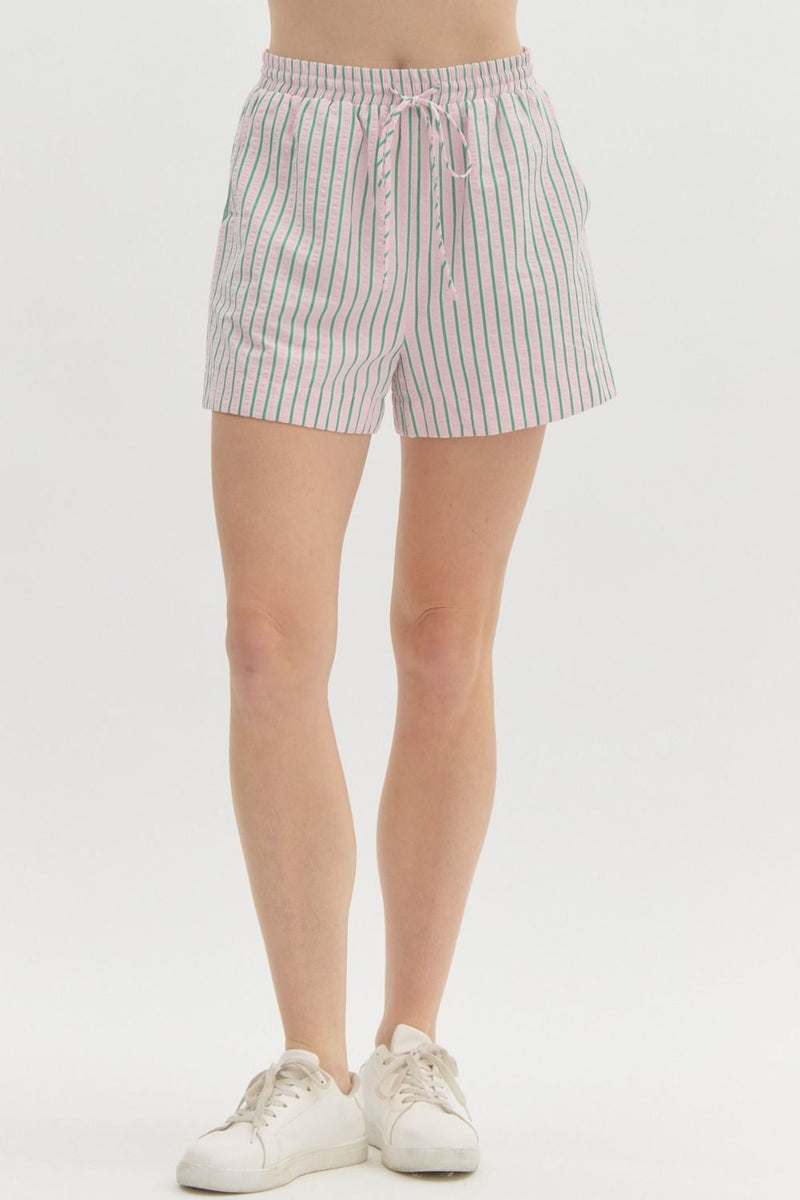 Pink + Green Stripe Short