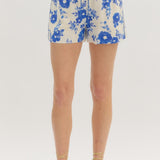 Blue Tropical Floral Print Short