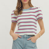 American Queen Stripe Puff Sleeve Blouse