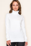Turtleneck Long Sleeve Button Cuff Detail Sweater
