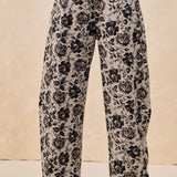 Grey + Black Rose Twill Barrel Pant