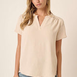 V Neck Mandarin Collar Dolman