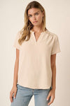 V Neck Mandarin Collar Dolman