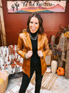 Camel Faux Leather Stretch Blazer