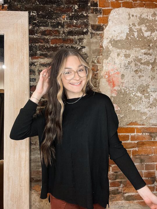 Black Super Soft L/S Pullover Dolman Sweater