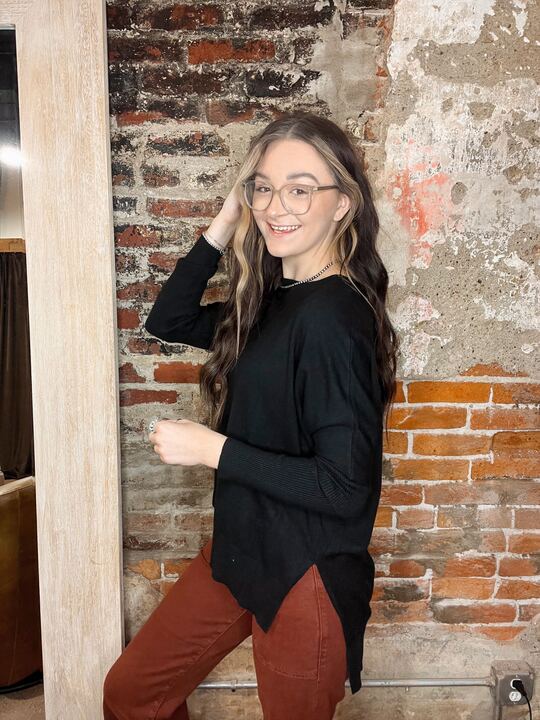 Black Super Soft L/S Pullover Dolman Sweater