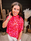 Hot Pink Leo Mock Neck Dolman