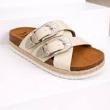 Iris Western Buckle Sandal | Cream