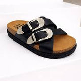 Iris Western Buckle Sandal | Black