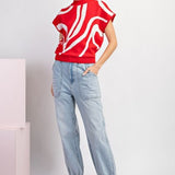 Tomato Swirl Mock Neck Sweater Tank