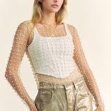 Nude Bead + Pearl Mesh Sheer