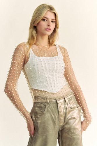 Nude Bead + Pearl Mesh Sheer