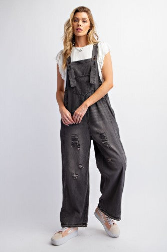 Washed Black Loose Fit Jumpsuit