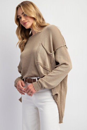 Lightweight Knit Dolman Pocket Sweater