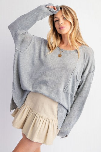 Lightweight Knit Dolman Pocket Sweater