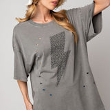 Bolt Distressed Oversize Tee