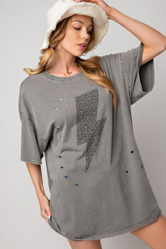 Bolt Distressed Oversize Tee