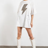 Bolt Distressed Oversize Tee