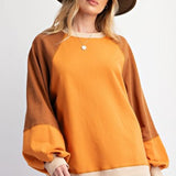 Rust Combo Terry Knit Pullover