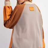Rust Combo Terry Knit Pullover