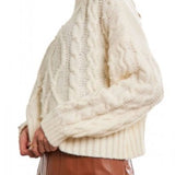 Cream Pearl Accent Mock Neck Sweater