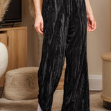 Crinkle Velvet Elastic Waist Pant