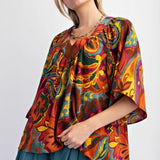 Persimmon Latte Printed Sophia Woven Top