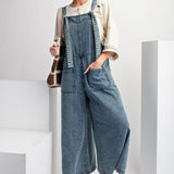 Washed Denim Wide Leg Jumpsuit